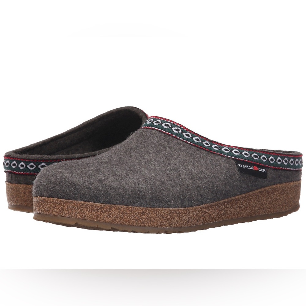 NWOB Haflinger Classic Grizzly clog wool slippers. Size 6 (37 European)